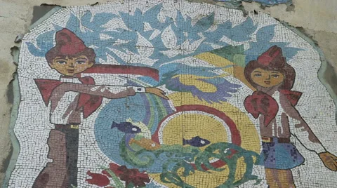 Soviet-era wall mosaic Stock Footage 62910590