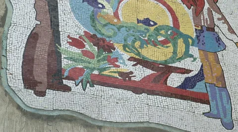Soviet-era wall mosaic Stock Footage 62910599