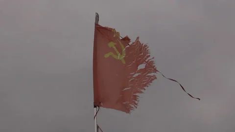 Soviet flag torn on the wind | Stock Video | Pond5