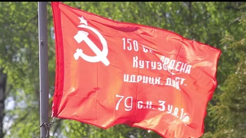 Soviet flag of Victory Stock Footage 107613399