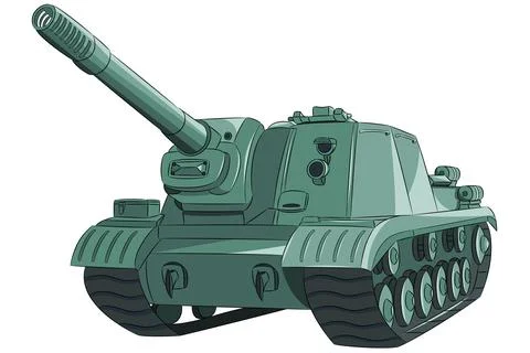 Soviet heavy self-propelled artillery installation of the Second World War. Stock Illustration