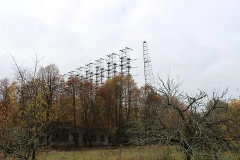 Soviet Horizont radar station Duga in Chernobyl Exclusion Zone, Ukraine Stock Photos