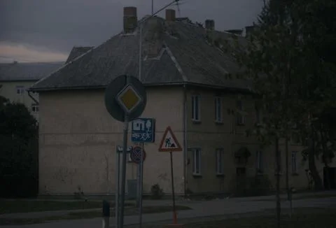 Soviet house in the evening Stock Photos
