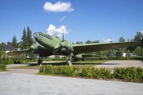 Soviet IL-4 bomber. The Road of Life, Vsevolozhsky district Stock Photos
