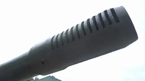 Soviet ISU-152 tank destroyer on display in park under cloudy sky Stock Footage 336180289