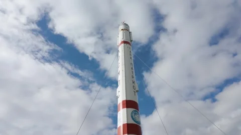 Soviet Kosmos space rocket against the sky at Patriot Park Kubinka Russia Stock Footage 339247544