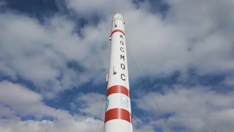 Soviet Kosmos space rocket low angle at Patriot Park Kubinka Russia Vidéo 339247382
