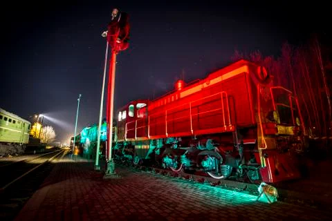 Soviet locomotive train Stock Photos