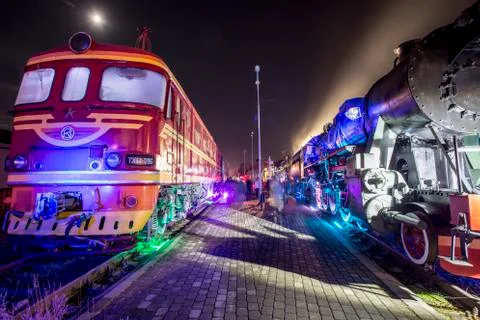 Soviet locomotive train Stock Photos