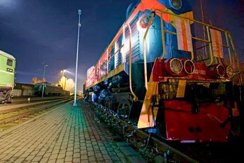Soviet locomotive train Stock Photos