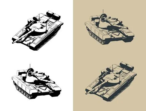 Soviet main battle tank t-72 isometric illustrations イラスト素材
