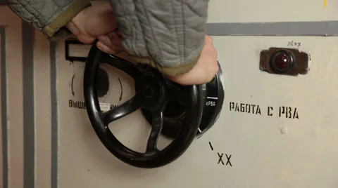 Soviet man turns the valve Stock Footage 51542003