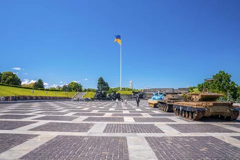 Soviet medium tank of the Second World War at Museum of battle for Kiev Stock Photos
