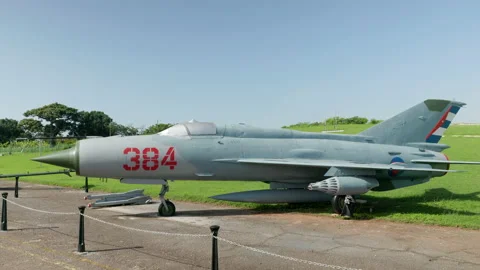 Soviet MiG-21 plane used during the cuban missile crisis on display in havana Stock Footage 206312162
