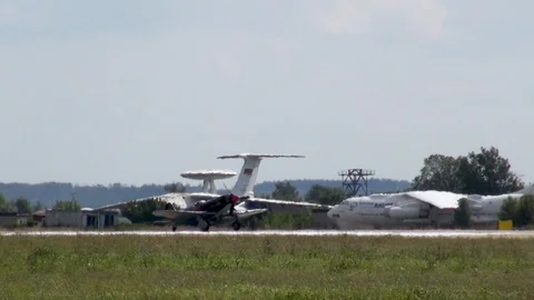 Soviet MiG-3 fighter  is heading along taxiway towards runway. Stock Footage 120778792