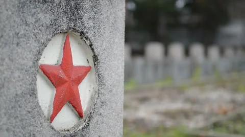 Soviet military graveyard zoom in Stock Footage 24745286