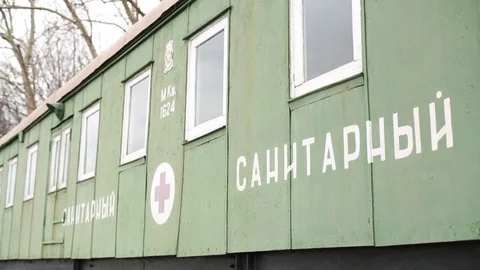 Soviet military sanitary wagon Stock Footage 75875577