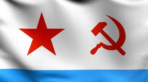 Soviet Navy flag blowing in the wind. 3D rendering illustration of waving sig Stock Illustration