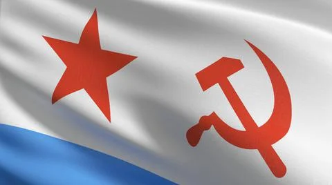 Soviet Navy flag blowing in the wind. 3D rendering illustration of waving sig Stock Illustration