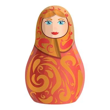 Soviet nesting doll icon, cartoon style Stock Illustration