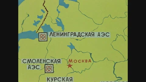 Soviet nuclear power plants. Map Stock-Footage 260822639