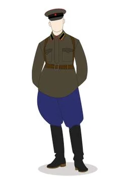 Soviet officer on the white background Stock Illustration