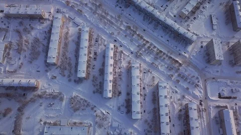 Soviet panel houses in the city. View from the drone. Stock Footage 115898368