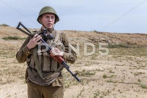 Soviet paratrooper in Afghanistan Stock Photos