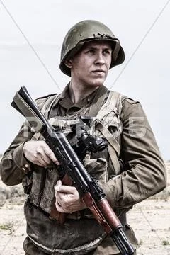 Soviet paratrooper in Afghanistan Stock Photos