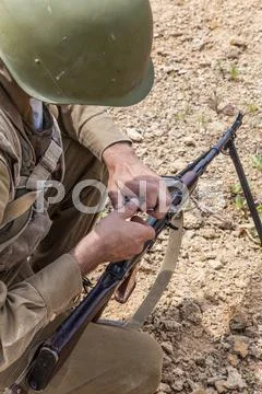 Soviet paratrooper in Afghanistan Stock Photos
