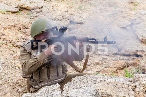 Soviet paratrooper in Afghanistan Stock Photos