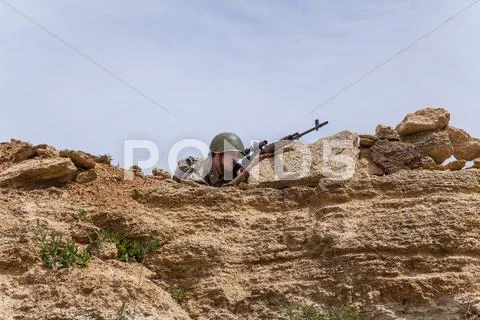Soviet paratrooper in Afghanistan Stock Photos