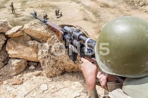 Soviet paratrooper in Afghanistan Stock Photos