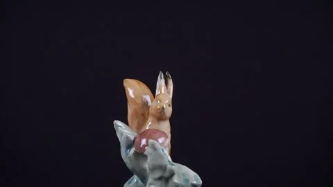Soviet Porcelain Figurine Squirrel with Nut. Video stock 291522233