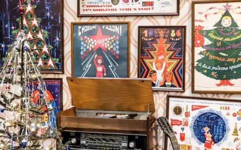 Soviet retro interior installation Stock Photos