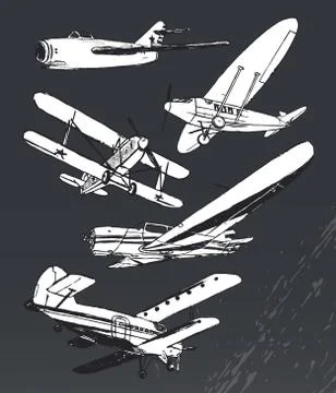 Soviet retro planes collection Stock Illustration