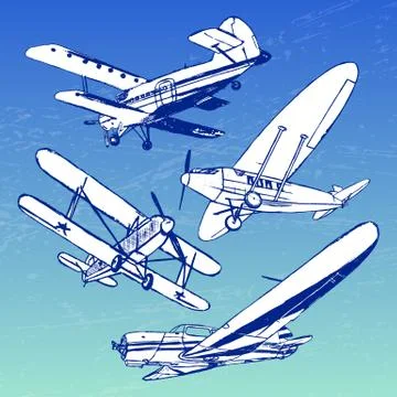 Soviet retro planes collection Stock Illustration