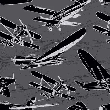 Soviet retro planes seamless pattern Stock Illustration