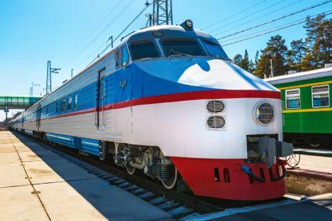 Soviet Riga high-speed electric train ER 200-2 Stock Photos