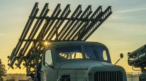 Soviet rocket launcher during the World War Second. Vintage Soviet Union Comb Stock Photos
