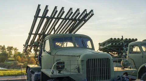 Soviet rocket launcher during the World War Second. Vintage Soviet Union Comb Stock Photos