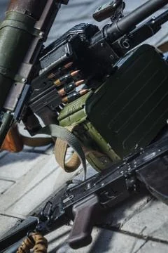 Soviet russian weapon: weapon pile Stock Photos