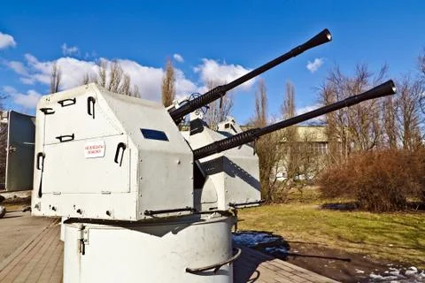 Soviet shipboard artillery mount 2m-3m Stock Photos
