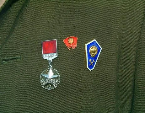 Soviet soldier badges Stock Photos