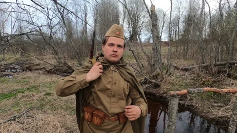 Soviet soldier of the second world war Stock Footage 158398806