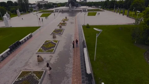 Soviet space conquerors space industry engineers VDNKH Stock Footage 104498434