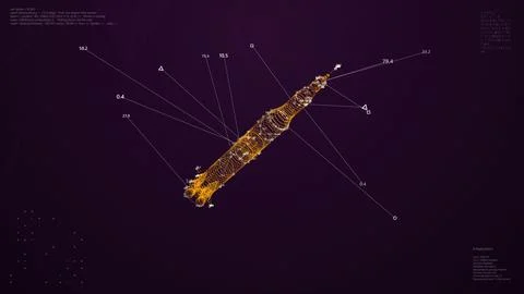 Soviet Spaceship Model UI Screen. Space Object HUD Animation. Stock Illustration