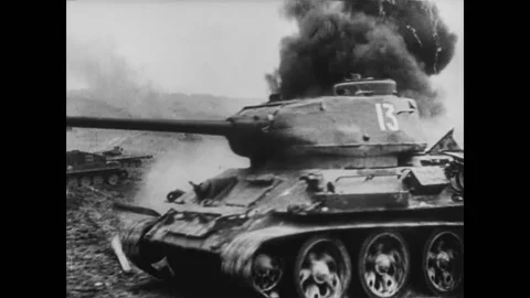 Soviet T-34 tank. World War II Stock-Footage 235537063
