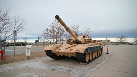 Soviet T-72 tank at the Calgary Military Museums Stock Footage 169419152