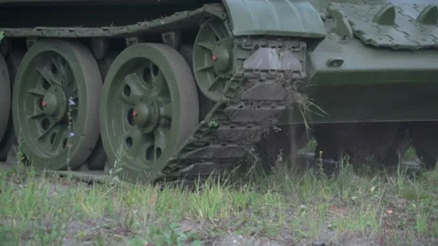 Soviet tank caterpillar close up Stock Footage 229850231